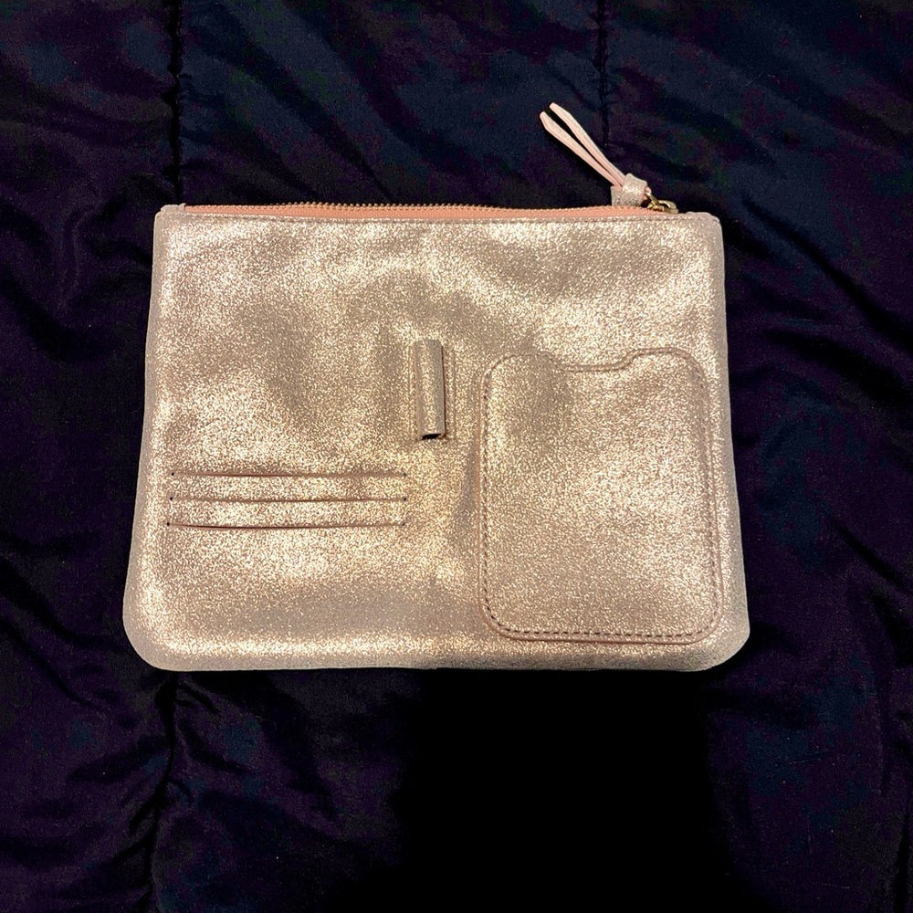 Anthropologie Metallic Rose Gold Clutch